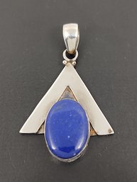 VINTAGE STERLING SILVER LAPIS LAZULI PENDANT