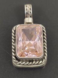 VINTAGE STERLING SILVER PINK CZ PENDANT