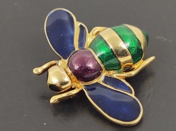 VINTAGE GOLD TONE ENAMEL BUMBLE BEE PIN BROOCH