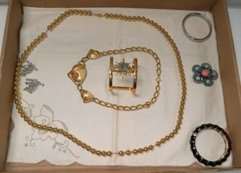 Great Assortment Of Vintage Costume Jewelry, Necklace, Pins, Bracelets, Earrings  LW / D2