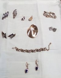Trifari & Goldette Bracelets, Monet Pin, KJL Striped  A&S Sparkle Earrings & More   - Wow!   LW/C3