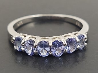 BEAUTIFUL STERLING SILVER TANZANITE & DIAMOND RING