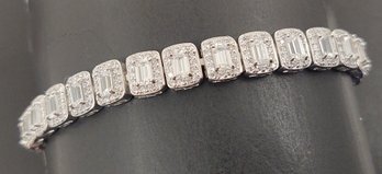 STUNNING ART DECO STYLE STERLING SILVER CZ BRACELET