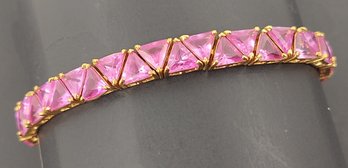 BEAUTIFUL ROSE GOLD OVER STERLING SILVER PINK SAPPHIRE BRACELET