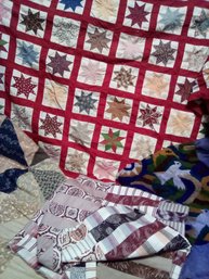 Four Vintage Quilt Starts - Varied Designs Including One Embroidered     SW/B4