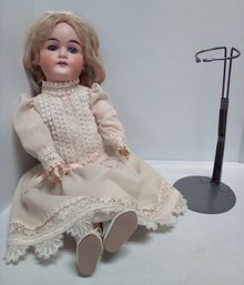 1890s Doll With Porcelain Head And Wood Jointed Arms And Legs In Period Dress CWW/C2