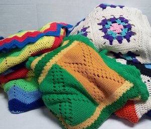 4 Hand Crochet Afghan Blankets In Granny, Chevron & Unique Patterns  JohB/LftTabl1