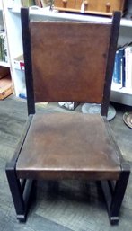 Antique L & G Stickley Handcrafted Rocking Chair With Leather Covered Seat & Back   212/CVBK-B