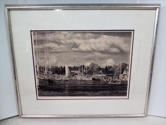 Framed Print Titled Five Mile River, Numbered 77/100, Pencil Signed By Walter Dubois Richards RC/WA-B