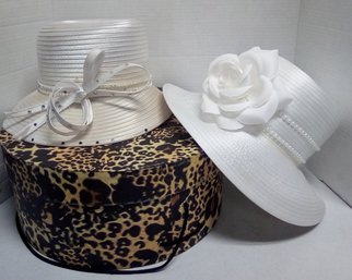 Lejeune New York & Hat Sensations Ladies High Tea, Or Sunday Best Hats & XRSE Leopard Print Hat Box JohB/B1