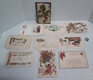 10 HAND-COLORED 1920 POST CARDS FROM WW II SAILOR'S EST. LOT: CHRISTMAS GREETINGS TA/A4