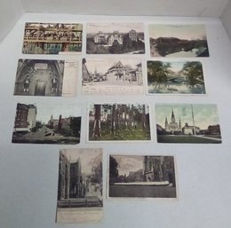 1907-1920 11 COLOR& B&W POST CARDS Of WWII SAILORS EST. LOT: ATLANTIC CITY PIER, YALE UNIV, PENN AVE TA/A4