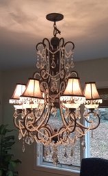 Beautiful Vintage Six Bulb Chandelier With Crystals