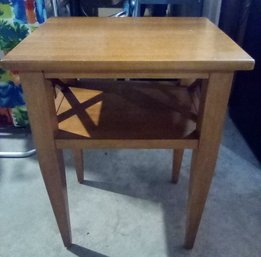 Lovely Wood Side Table With Open Shelf