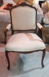 Beautiful Vintage Desk Arm Chair With Lovely Fabric & Nice Carvings - Similar To Desk