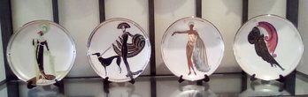 4 Franklin Mint Ltd Ed. 8.25' House Of Erte Dishes - Directoire, Symphony In Black, Diva II, Beauty &the Beast