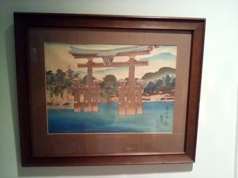 Wood Block Print By Shinagawa- Framed- Itsukushima Torii At Miyajima - The Torii Gate - Symbolized Holy Shrine