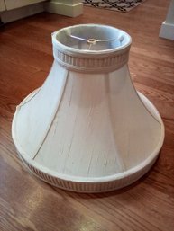 Beautiful Broad Based Fabric Lampshade & Silvertone Decorative Finial