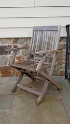 Nice Weathered Teak Outdoor Chair Is Foldable.