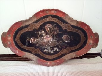 Vintage Hand Painted Wood Tole Tray