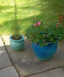 Two Beautiful Ceramic Planters Nice Glazing