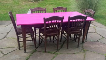 Nice Outdoor Pine Table With Six Chairs