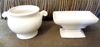 Two Elegant Vintage White McCoy Planters