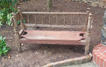 Charming Antique Mid West Themed Wooden Bench