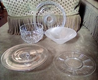 Beautiful Crystal Cake Dish & Other Fine Glassware Bowls & PlattersL