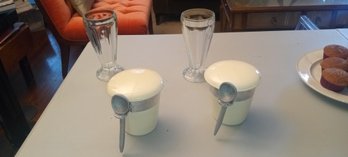 Beautiful Vintage Ice Cream Sundae Glasses & Ice Cream Pint Holders