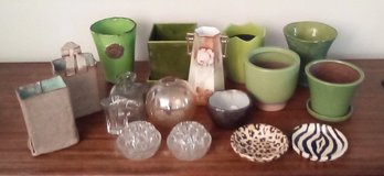 Beautiful Collection Of Vintage Glass Frogs, Ceramic Vases, Glassware, Art Pottery & German Provsace Vase