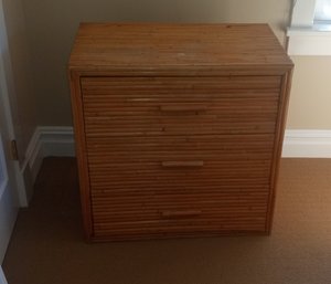 Beautiful Vintage Bamboo Three Drawer Cabinet.