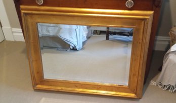 Great Framed Vintage Mirror With Beveled Glass And Gold Colored Wood Frame.