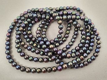 VERY LONG 64 INCH 6mm TAHETIAN PEARL CONTINUOUS STRAND NECKLACE