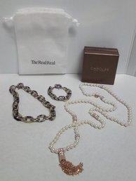 Gorgeous NY Jewelry: Necklace & Bracelet Set From TheRealReal & Henri Bendel Pearl Style From Carolee