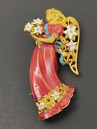 VINTAGE SIGNED CHRISTOPHER RADKO CHRISTMAS ANGEL BROOCH