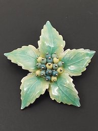 VINTAGE SIGNED LIZ CLAIBORNE ENAMEL FLOWER BROOCH