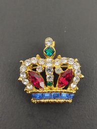 VINTAGE RHINESTONE CROWN BROOCH