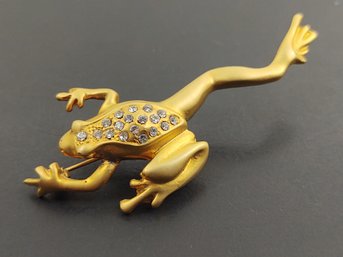 VINTAGE RHINESTONE FROG BROOCH