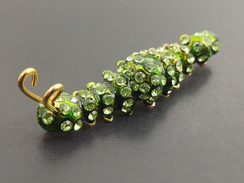 VINTAGE ENAMEL & RHINESTONE CATERPILLAR BROOCH