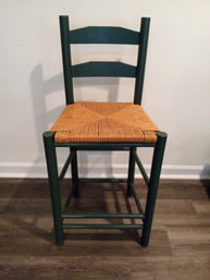 Beautiful Vintage Wooden Chair With Rush Seat Counter Height / Counter Stool