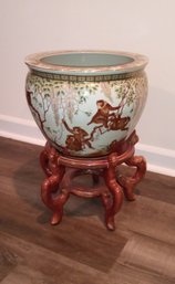 Beautiful Asian Inspired Ceramic Planter And Stand