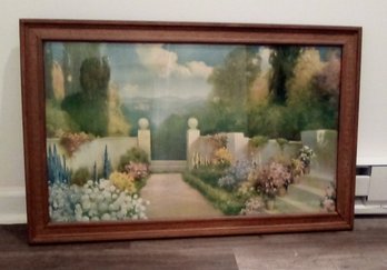 Dreamy Vintage Framed Print Of Garden Scene           P1