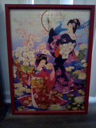 Brilliantly Colorful Japanese Ladies Themed Framed Puzzle In Composite Red Frame - P4