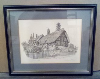Anne Hathaways Cottage Print With Artist Anthony John Pencilled Signature Wood Framed  - P6