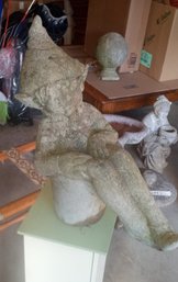 Lovely Vintage Cement Outdoor Statue Of A Sleeping Elf In A Pot