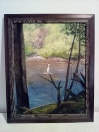 Oil On Canvas Of Water Fowl In Clearing, Professionally Framed At Michaels & Signed By Artist Cici   - P15