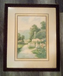 Vintage Style Framed Print Of Woman Near Cottage    -    P18