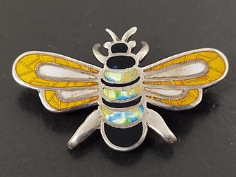VINTAGE MEXICO STERLING SILVER ENAMELED BEE BROOCH POSSIBLY MARGOT DE TAXCO