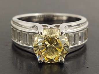 BEAUTIFUL STERLING SILVER CITRINE & CZ RING